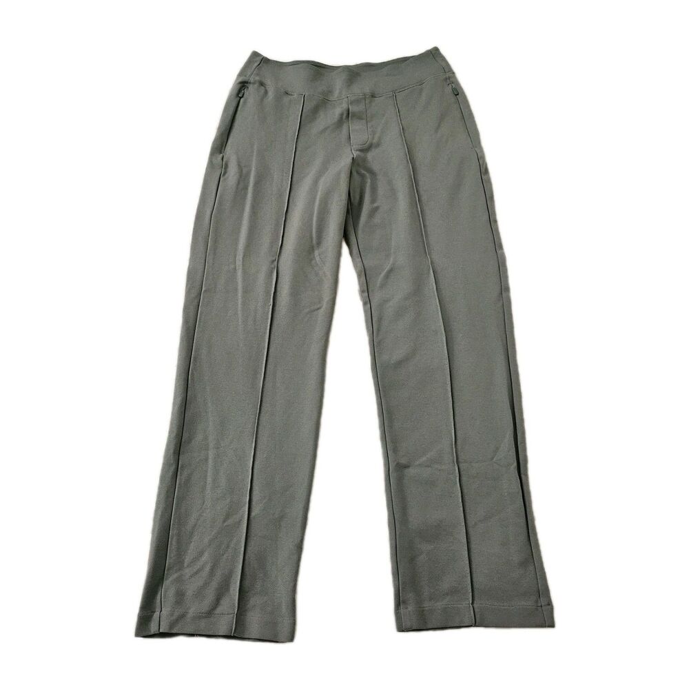 Athleta Eastbound Straight Pants Women 10 Minimalist Sage Gray High-Rise Stretch